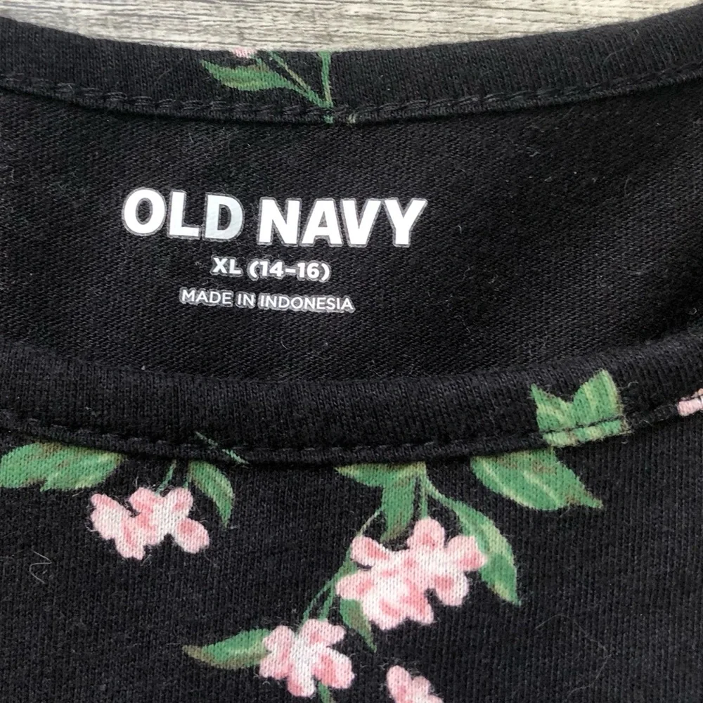 Girls 12 Old Navy Black Floral Kids Mini Dress Delicate Light Pink Flowers